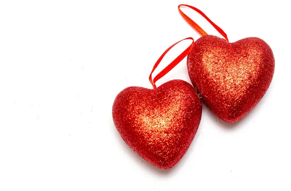 Een Rood Hart Een Witte Achtergrond Valentine Dag Mooi Concept — Stockfoto