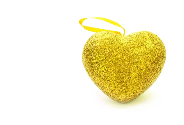 Golden Heart White Background Place Your Text — Stock Photo, Image