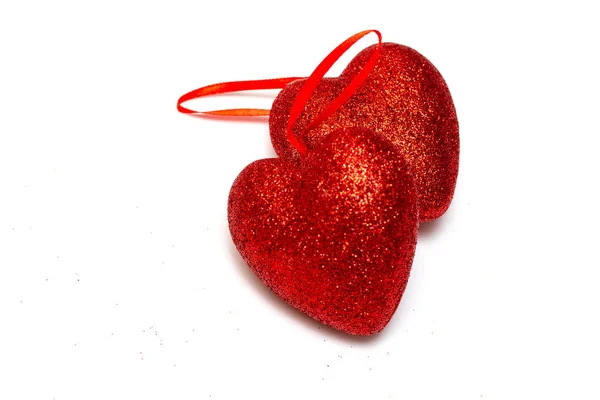 Μια Κόκκινη Καρδιά Άσπρο Φόντο Ημέρα Του Αγίου Βαλεντίνου Όμορφη — Φωτογραφία Αρχείου