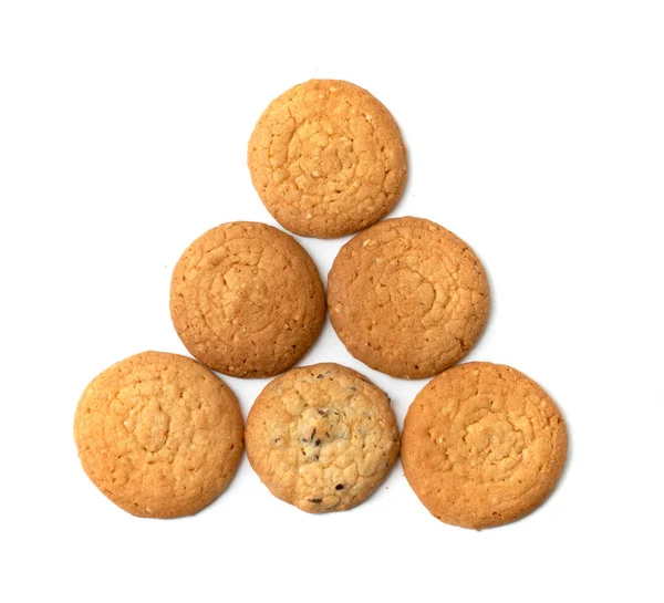 Havermout Ronde Cookies Een Witte Achtergrond Foto Studio — Stockfoto
