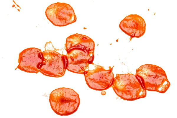 Miejsca Ketchup Czerwony Białym Tle — Zdjęcie stockowe