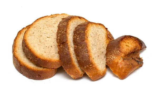 Brot Scheiben Auf Isoliertem Weißen Hintergrund Fotostudio — Stockfoto