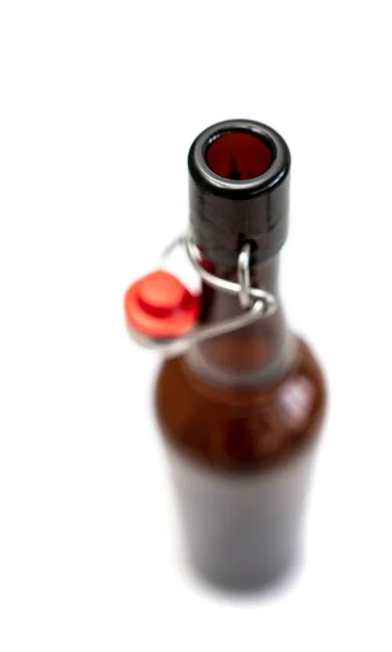 Glass Bottle Metal Cork Blurred Background — Stock Photo, Image