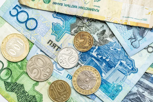 Bankovky Mince Kazachstánu — Stock fotografie