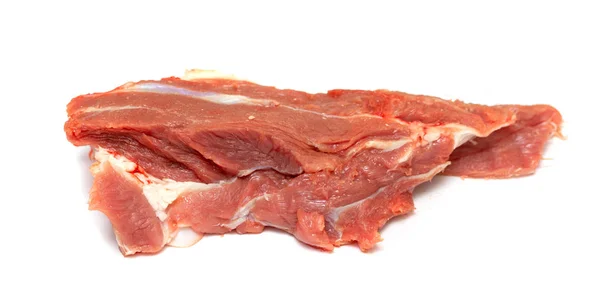 Ένα Κομμάτι Κρέας Νωπό Βόειο Κρέας Που Απομονώνονται Λευκό Φόντο — Φωτογραφία Αρχείου