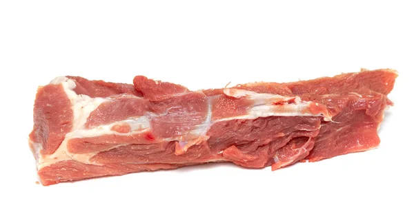 Pedazo Carne Res Cruda Aislado Sobre Fondo Blanco Foto Estudio —  Fotos de Stock