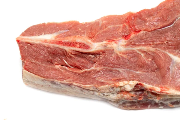 Pedazo Carne Res Cruda Aislado Sobre Fondo Blanco Foto Estudio — Foto de Stock