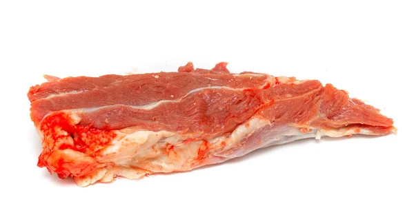 Pedaço Carne Crua Isolada Fundo Branco Foto Estúdio — Fotografia de Stock
