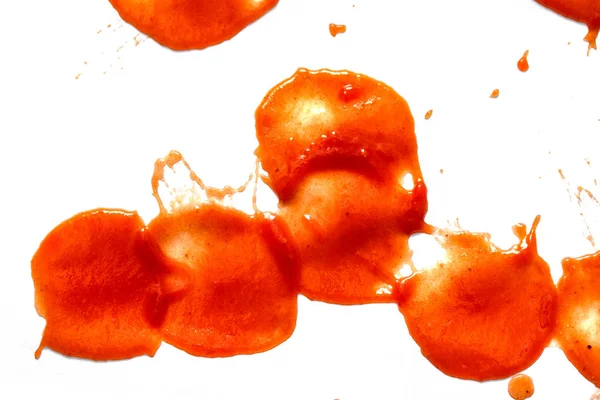 Manchas Ketchup Vermelho Fundo Branco — Fotografia de Stock