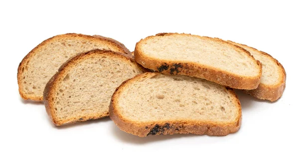 Brot Scheiben Auf Isoliertem Weißen Hintergrund Fotostudio — Stockfoto