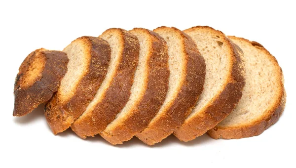 分離の白い背景の上のパンをスライスしました フォト スタジオ — ストック写真