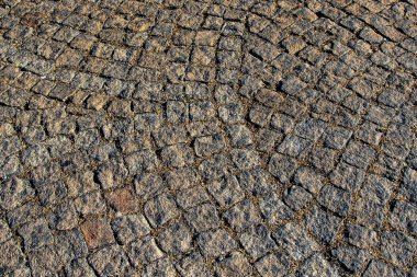Yukarıdan bir tam kare doku arka plan olarak izlendi cobblestones desen.