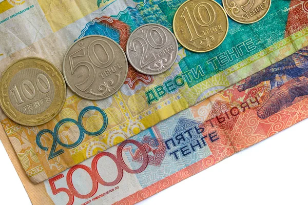 Billetes Monedas Kazajstán — Foto de Stock