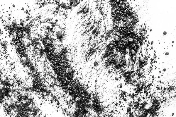 Schwarzer Staub Auf Weißem Hintergrund Abstrakt Monochrome Textur — Stockfoto