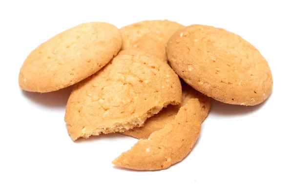 Galletas Redondas Avena Sobre Fondo Blanco Foto Estudio — Foto de Stock