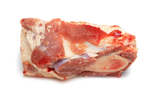 Ένα Κομμάτι Κρέας Νωπό Βόειο Κρέας Που Απομονώνονται Λευκό Φόντο — Φωτογραφία Αρχείου