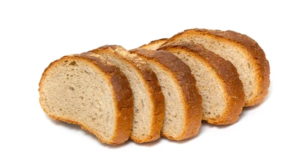 Φέτες Ψωμί Απομονωμένα Λευκό Φόντο Φωτογραφικό Στούντιο — Φωτογραφία Αρχείου