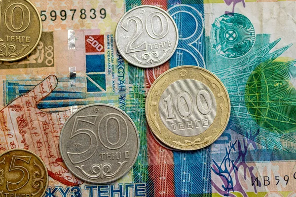 Banconote Monete Metalliche Del Kazakistan — Foto Stock