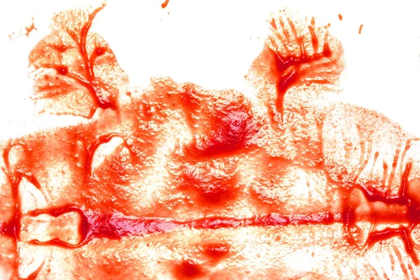 Плями Червоного Кетчупу Білому Тлі — стокове фото