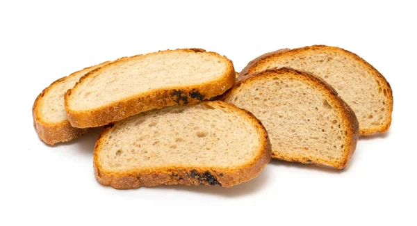 Brot Scheiben Auf Isoliertem Weißen Hintergrund Fotostudio — Stockfoto