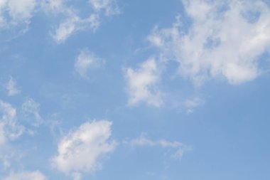 Beyaz bulutlarla mavi gökyüzü. Yaz günü açık. Mükemmel masaüstü duvar kağıdı.