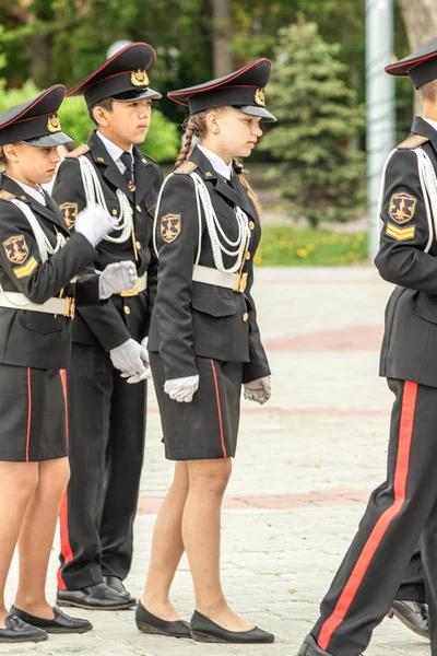 Petropavlovsk Kazajstán Junio 2019 Día Internacional Del Niño Desfile Estudiantes —  Fotos de Stock