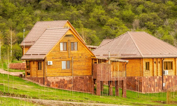 New Log House Cottage Nature Spring — Stock Photo, Image