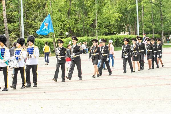 Petropavlovsk Cazaquistão Junho 2019 Dia Internacional Criança Desfile Estudantes Crianças — Fotografia de Stock