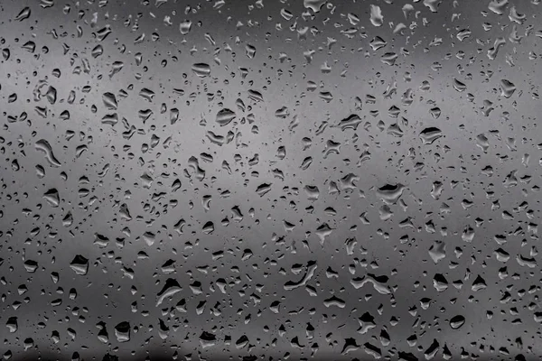 Dešťové Kapky Skleněné Chmurné Šedé Pozadí Dešťové Šedé Textura Skla — Stock fotografie