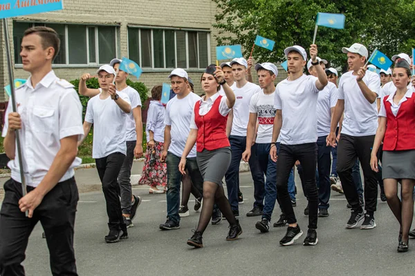 Petropavlovsk Cazaquistão Junho 2019 Dia Internacional Criança Desfile Estudantes Crianças — Fotografia de Stock