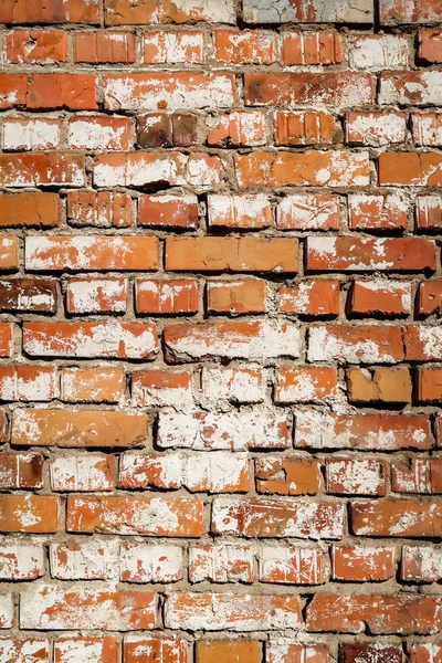 Textuur Van Oude Rode Bakstenen Muur Met Vlekken Van Witte — Stockfoto