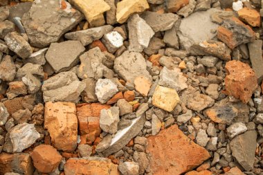 Arka plan enkaz, tuğla beton sıva ezilmiş taş.