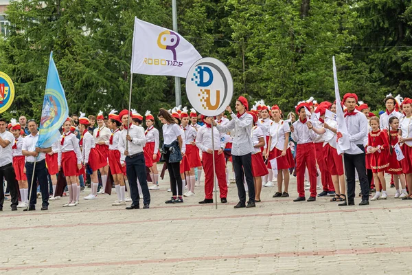 Petropavlovsk Kazakhstan June 2019 International Children Day Parade Schoolchildren Students — Stock Photo, Image