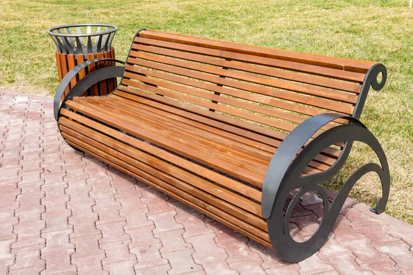 Houten Bench Painted Nature Spring — Stockfoto