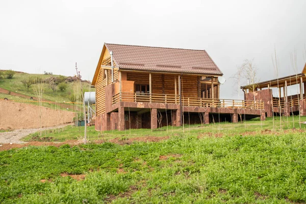 New Log House Cottage Nature Spring — Stock Photo, Image