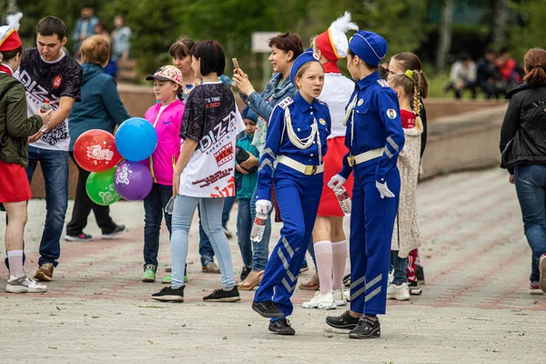 Petropavlovsk Kazakhstan June 2019 International Children Day Parade Schoolchildren Students — Stock Photo, Image