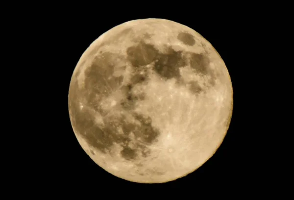 Grande Lua Redonda Céu Negro — Fotografia de Stock