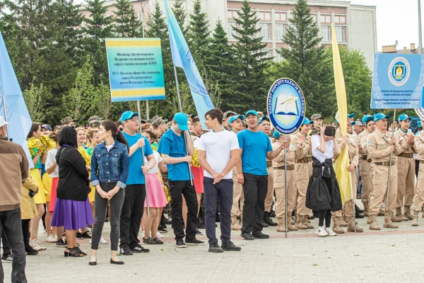 Petropavlovsk Cazaquistão Junho 2019 Dia Internacional Criança Desfile Estudantes Crianças — Fotografia de Stock