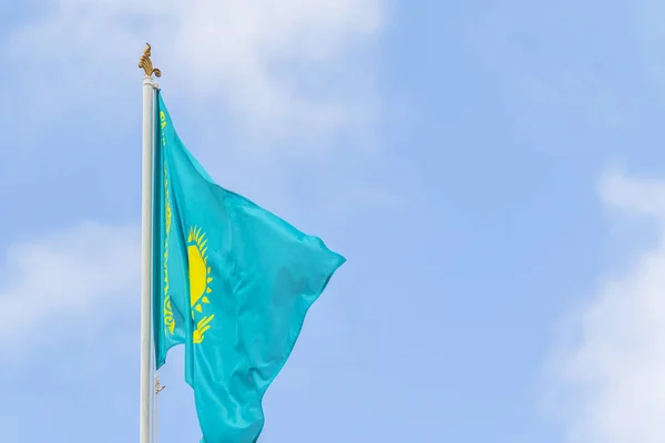 Flag Republic Kazakhstan Blue Sky Wind — Stock Photo, Image
