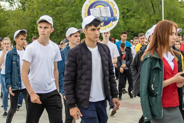 Petropavlovsk Cazaquistão Junho 2019 Dia Internacional Criança Desfile Estudantes Crianças — Fotografia de Stock