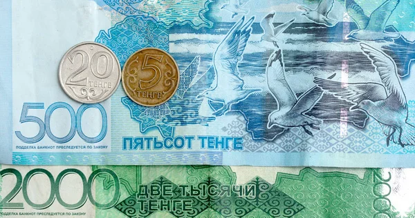 Banconote Monete Metalliche Del Kazakistan — Foto Stock