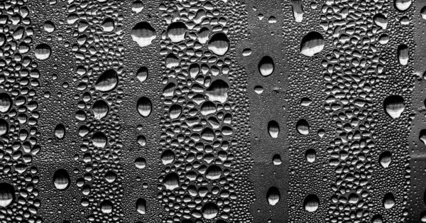 Esőcseppek Üvegen Fekete Fehér Háttér Divat Üveg Textúra — Stock Fotó