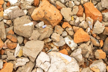 Arka plan enkaz, tuğla beton sıva ezilmiş taş.