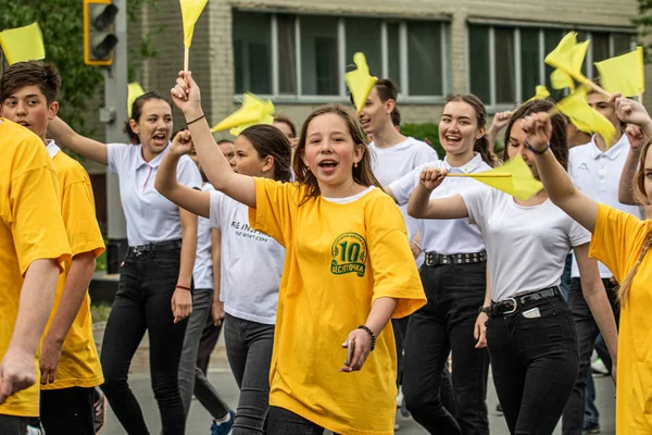 Petropavlovsk Cazaquistão Junho 2019 Dia Internacional Criança Desfile Estudantes Crianças — Fotografia de Stock