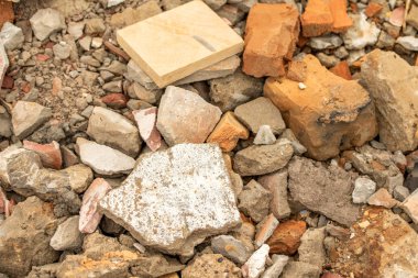 Arka plan enkaz, tuğla beton sıva ezilmiş taş.