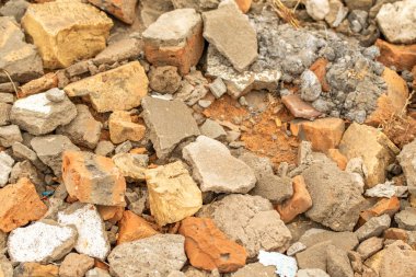 Arka plan enkaz, tuğla beton sıva ezilmiş taş.