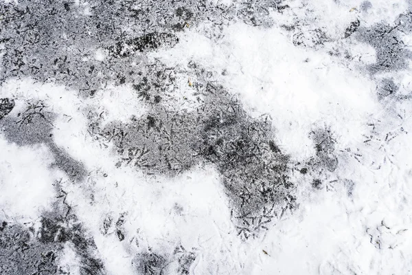 Nieve Sobre Rastros Asfalto Fondo Primera Nieve —  Fotos de Stock