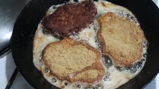 Cutlets Fried Pan — Stock Video