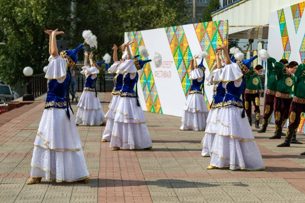 Petropavlovsk Kazakhstan Août 2019 Petropavlovsk Une Promenade Costumes Nationaux Dans — Photo