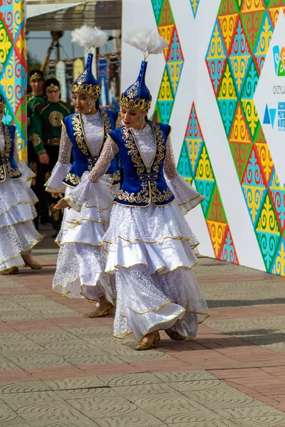 Petropavlovsk Cazaquistão Agosto 2019 Petropavlovsk Passeio Trajes Nacionais Pelas Ruas — Fotografia de Stock